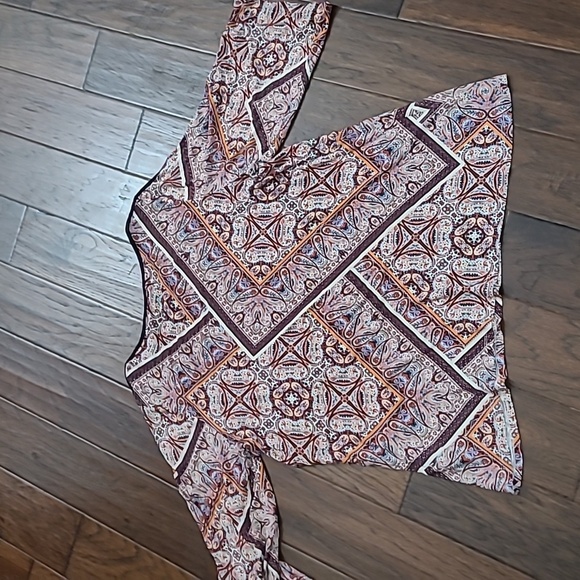 Rose & Olive Colorful Abstract Paisley Print Blouse with Open Sleeves size 2X - Picture 2 of 9